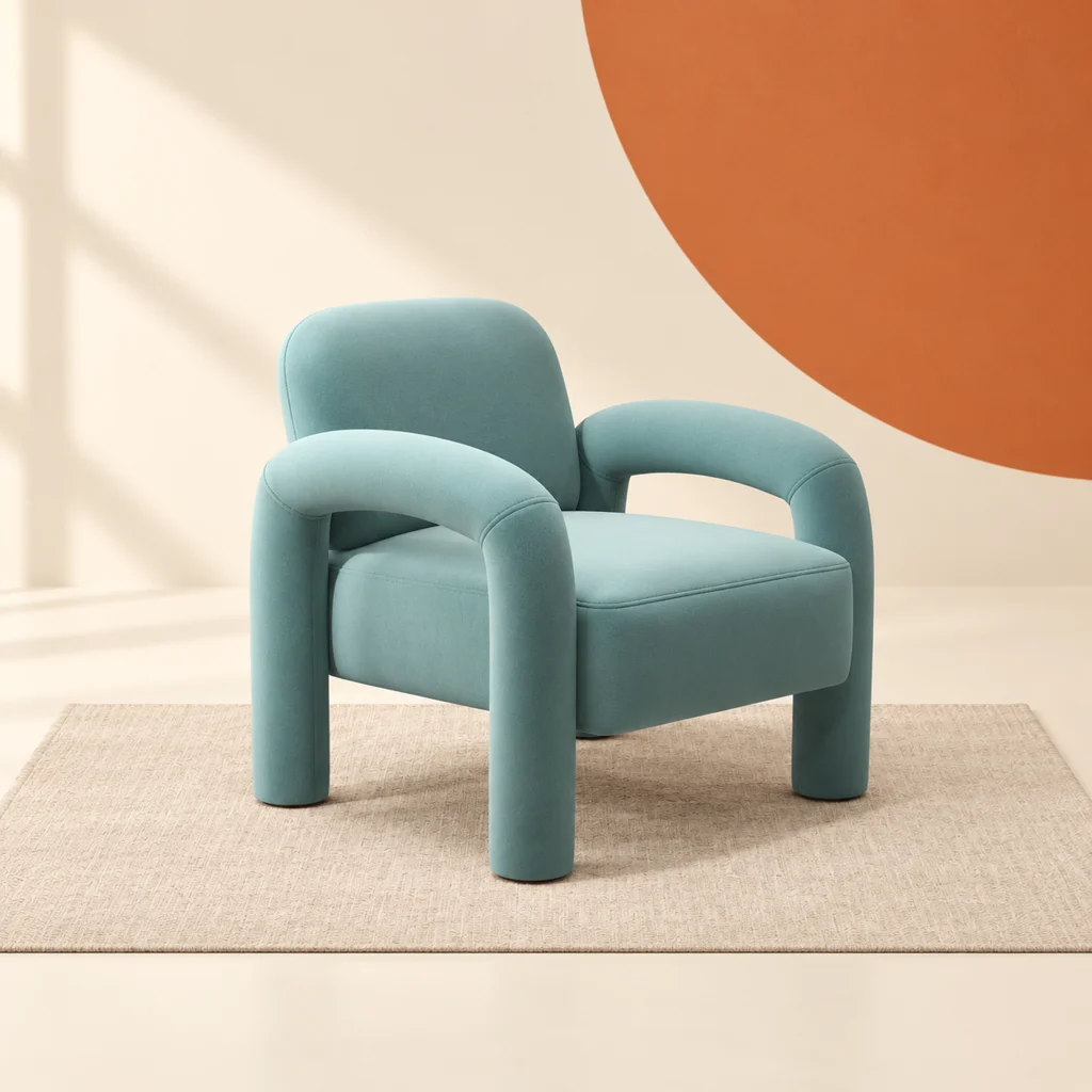 Chunky Barrel Chair — styled product visualisation