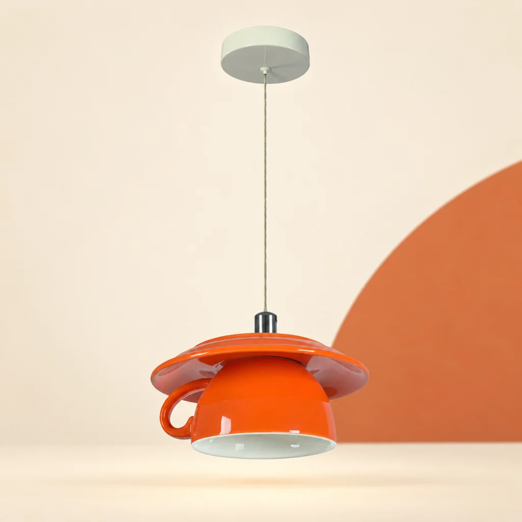 Coffee Cup Pendant Light — styled product visualisation