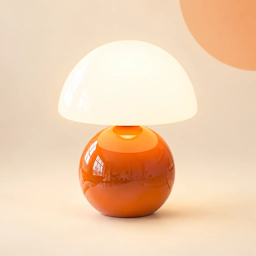 Dawnwake Orange Mushroom Table Lamp — styled product visualisation