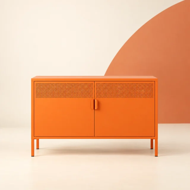 Orange Storage Cabinet — styled product visualisation