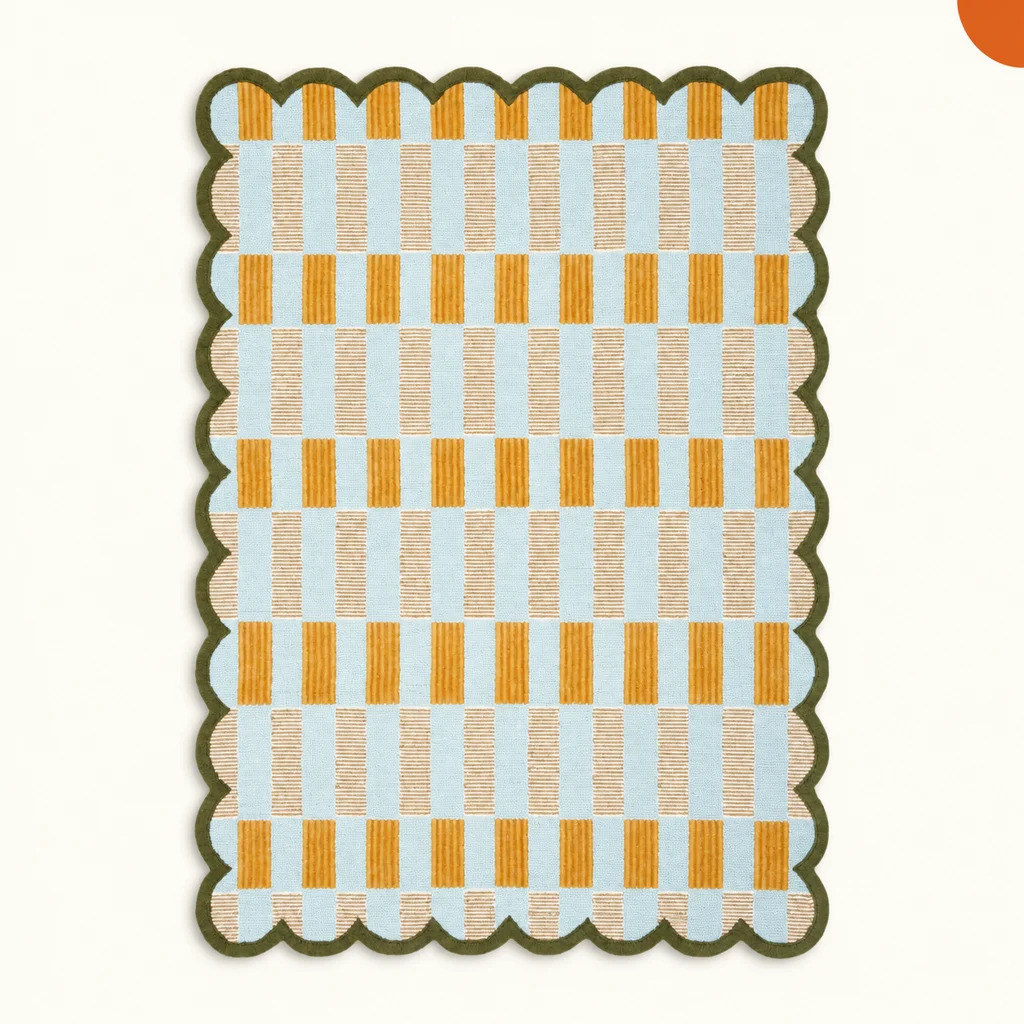Scalloped Wool Rug — styled product visualisation