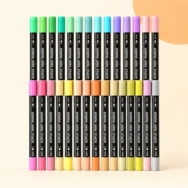 Shuttle Art Pastel Acrylic Pens (28 Colours) — styled product visualisation