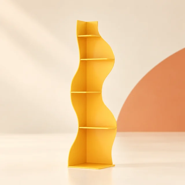 Wavy Corner Bookshelf — styled product visualisation